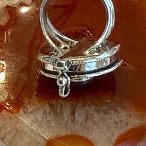 Natural Amethyst Cabochon Poison Pillbox Locket Ring Boho Sterling Silver New - Picture 8 of 9